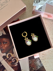 Aubergine charm hoops